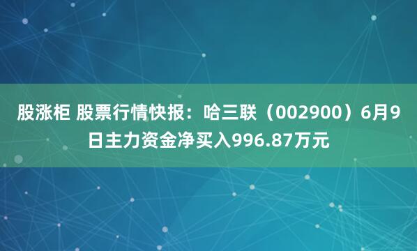 股涨柜 股票行情快报：哈三联（002900）6月9日主力资金净买入996.87万元